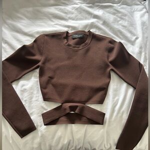 Aritzia brown crop long sleeve